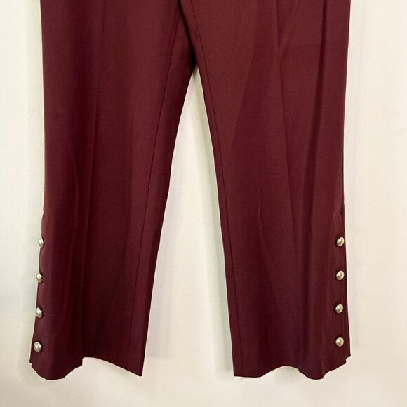 Club Monaco Burgundy Wool Blend Pants with Button Details 295688130 - Picture 4 of 9